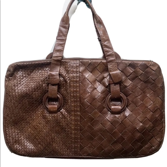 VTG Rabeanco Women’s Large Tan Leather Satchel Shoulder bag Italy - Picture 11 of 13